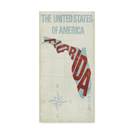 Trademark Fine Art Michael Mullan 'Usa Modern Blue Florida State' Canvas Art, 12x24 WAP08698-C1224GG